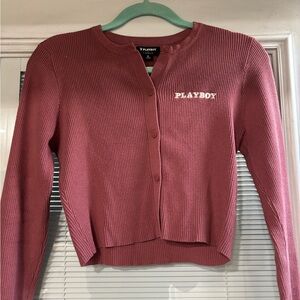 PLAYBOY Women's Ribbed Cardigan - Dusty Rose